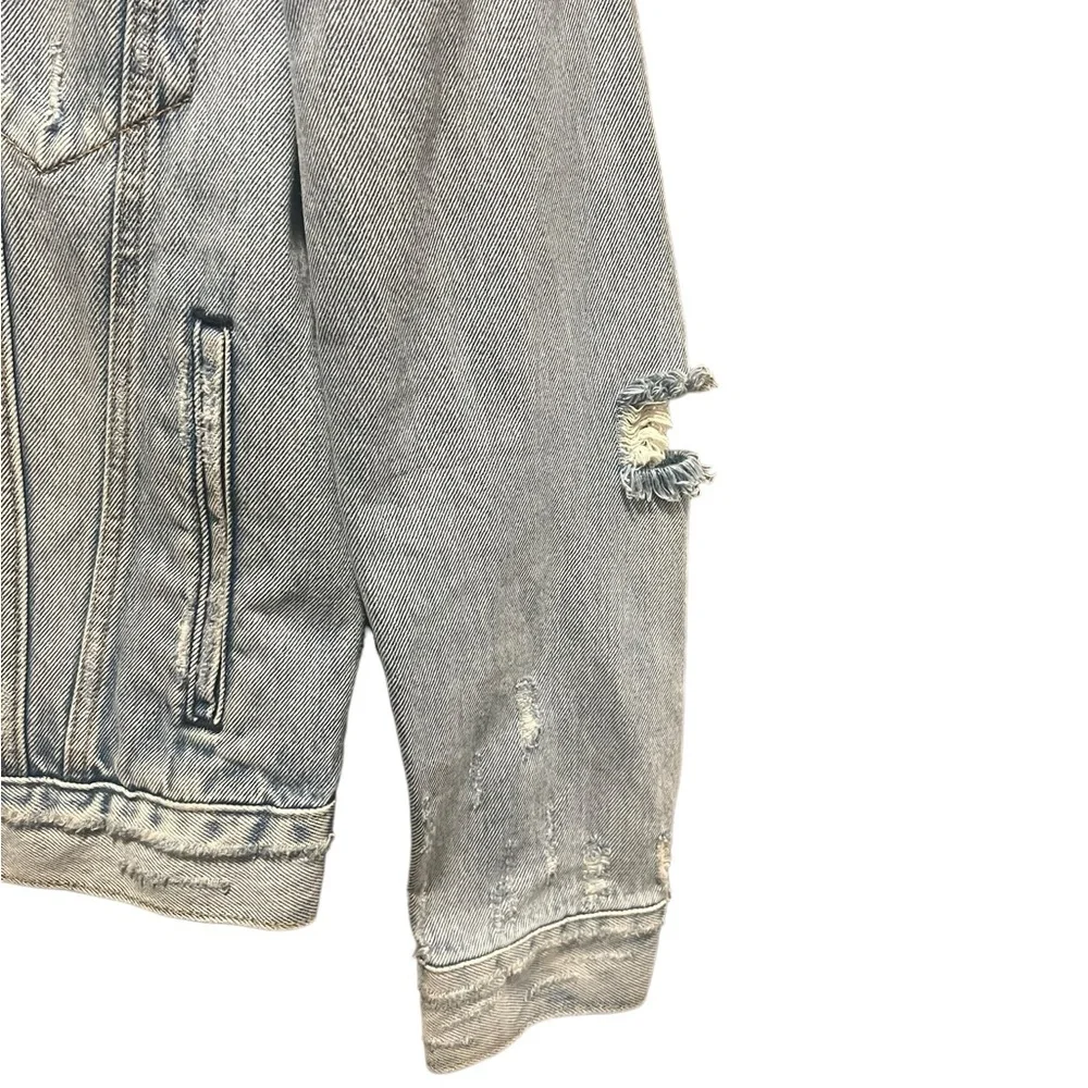 LEVI'S Strauss Men's Blue‎ Denim Trucker Distressed Jean Jacket Size Men's small